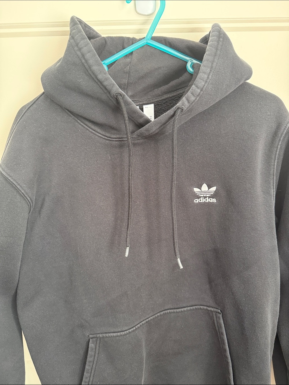 Adidas Black and Grey Pullover Hoodies with Trefoil Chest Logo